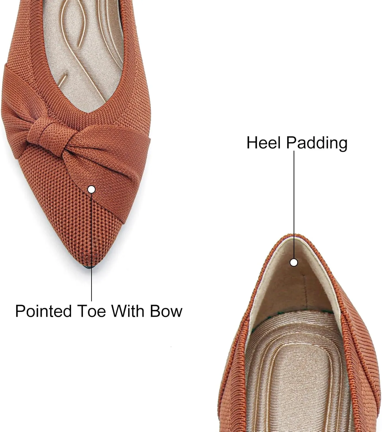Pointed Toe Flats for Women Ballet Flats Comfortable Dressy Knit Lightweight Casual for Work Office Womens Flats