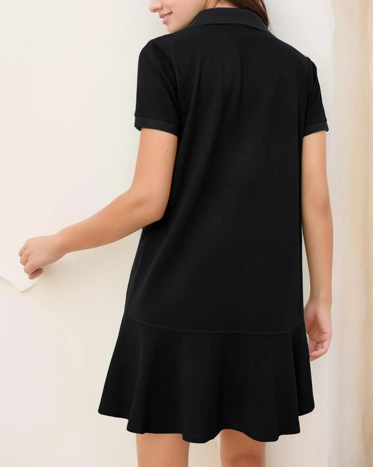 Polo Dress for Women Short Sleeve Ruffle Hem Golf Tennis Workout Dress Pleated Summer Mini Dresses