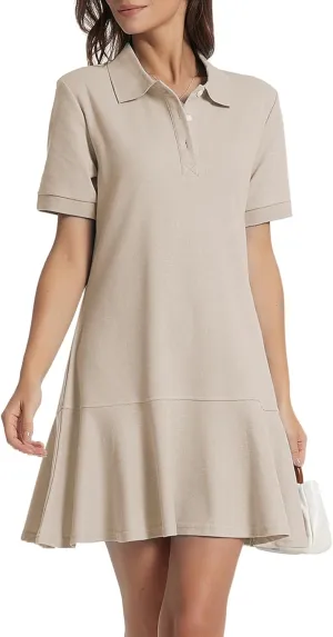 Polo Dress for Women Short Sleeve Ruffle Hem Golf Tennis Workout Dress Pleated Summer Mini Dresses