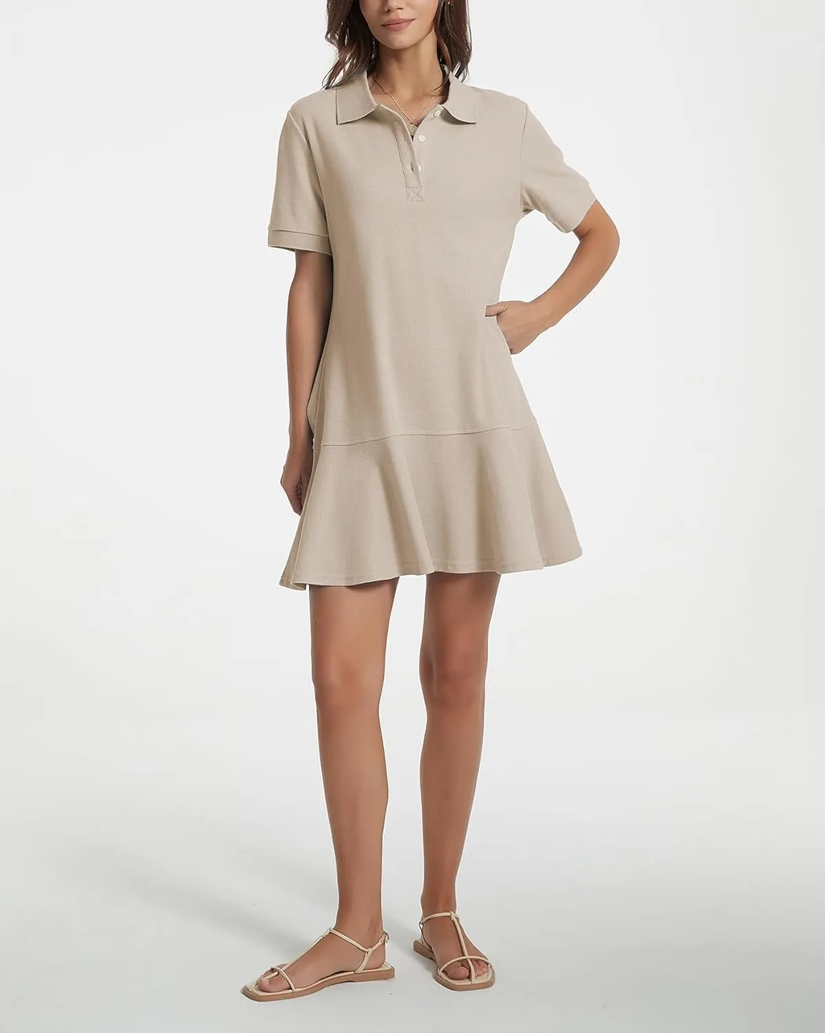 Polo Dress for Women Short Sleeve Ruffle Hem Golf Tennis Workout Dress Pleated Summer Mini Dresses