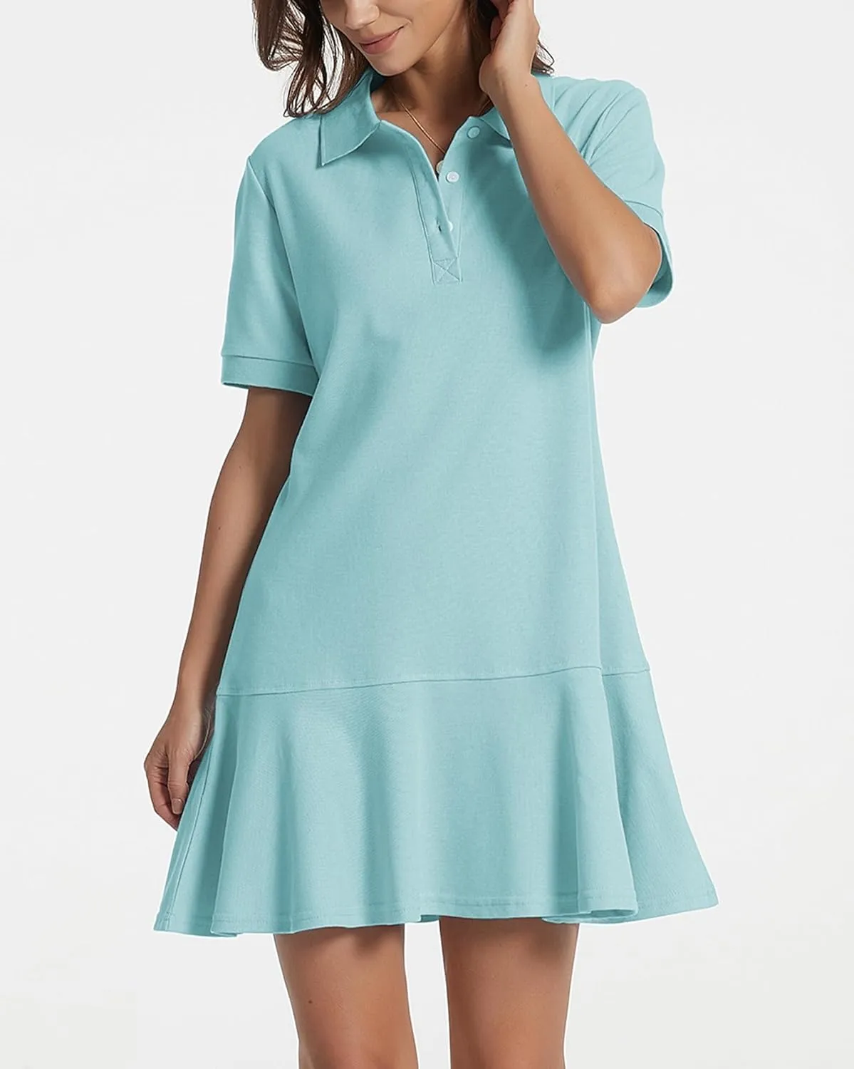 Polo Dress for Women Short Sleeve Ruffle Hem Golf Tennis Workout Dress Pleated Summer Mini Dresses