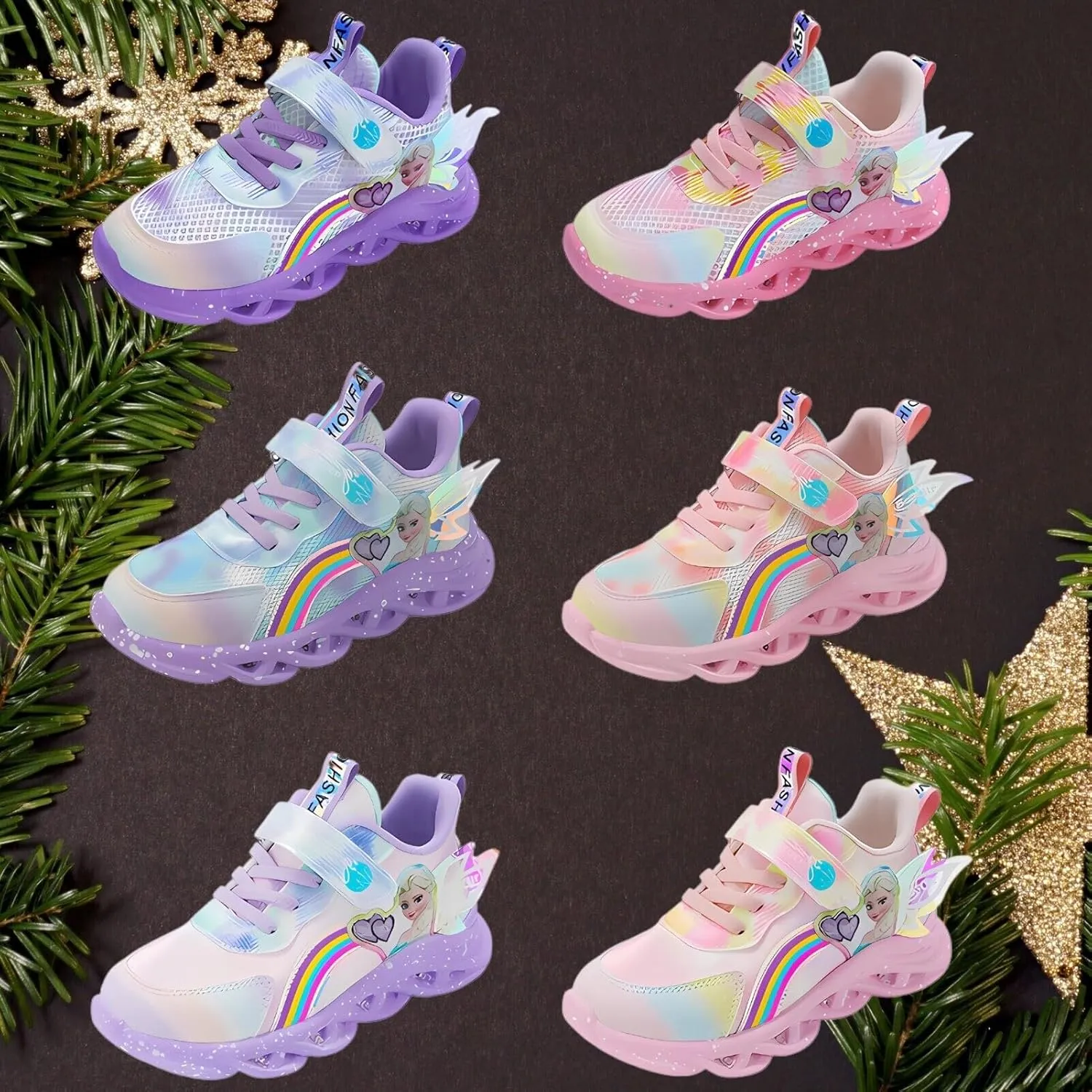 Princess Sneakers for Girls Light Up Shoes Zapatos para Niñas Baby Toddler Shoes Birthday Tenis para Niñas Xmas