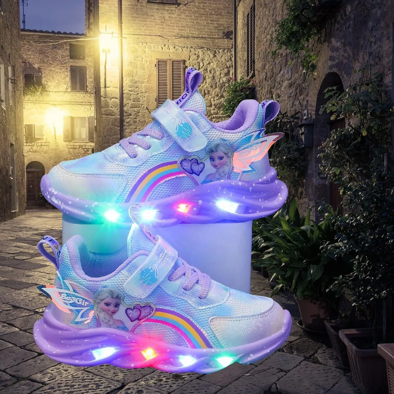 Princess Sneakers for Girls Light Up Shoes Zapatos para Niñas Baby Toddler Shoes Birthday Tenis para Niñas Xmas