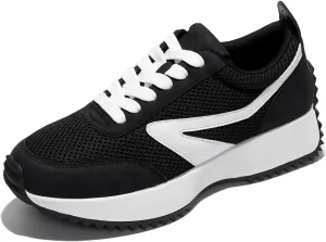 Project Cloud Women's Sneakers - Non-Slip Work & Running Shoes, Lace Up, Memory Foam, Fashion Sneakers (Serena, Black, 6)