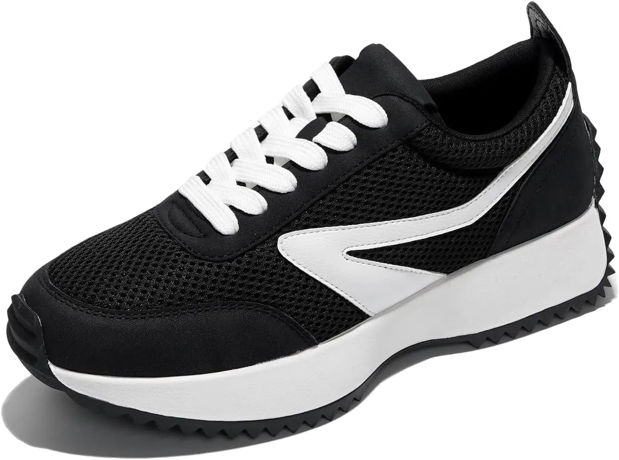 Project Cloud Women's Sneakers - Non-Slip Work & Running Shoes, Lace Up, Memory Foam, Fashion Sneakers (Serena, Black, 6)