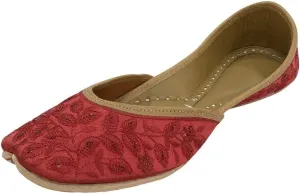 Red Bridal Flats Wedding Shoes Indian Punjabi Jutti for Women Mojari Designer Juti