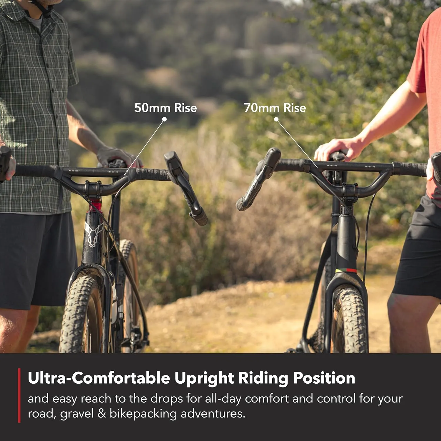 REDSHIFT Top Shelf Handlebar with 70mm of Rise, 47cm width for Road, Gravel, Touring, and Commuter Bikes, Aluminum Drop Bar