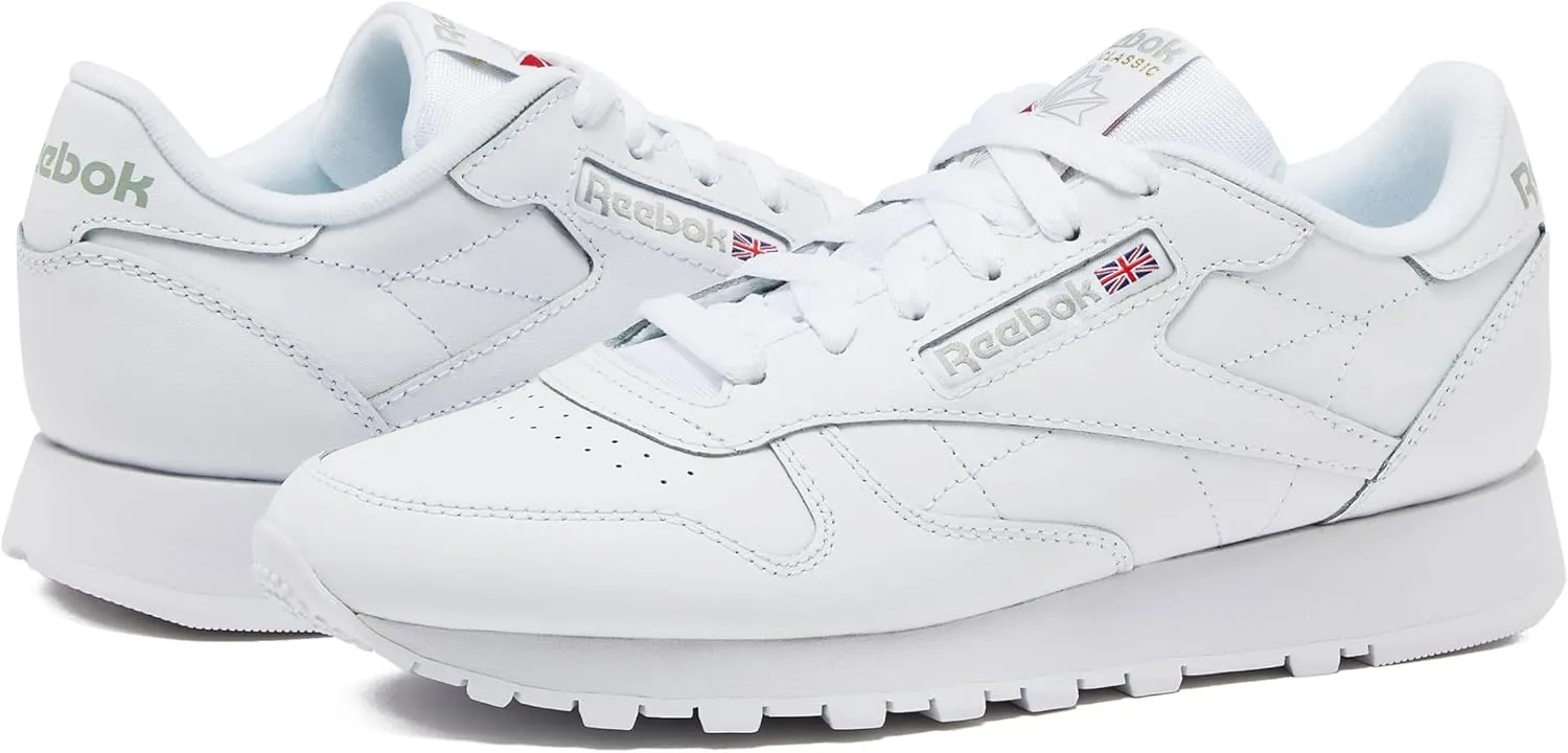 Reebok Classic Leather Sneakers for Women - Black or White Tennis Shoes Womens Size 5 to 12