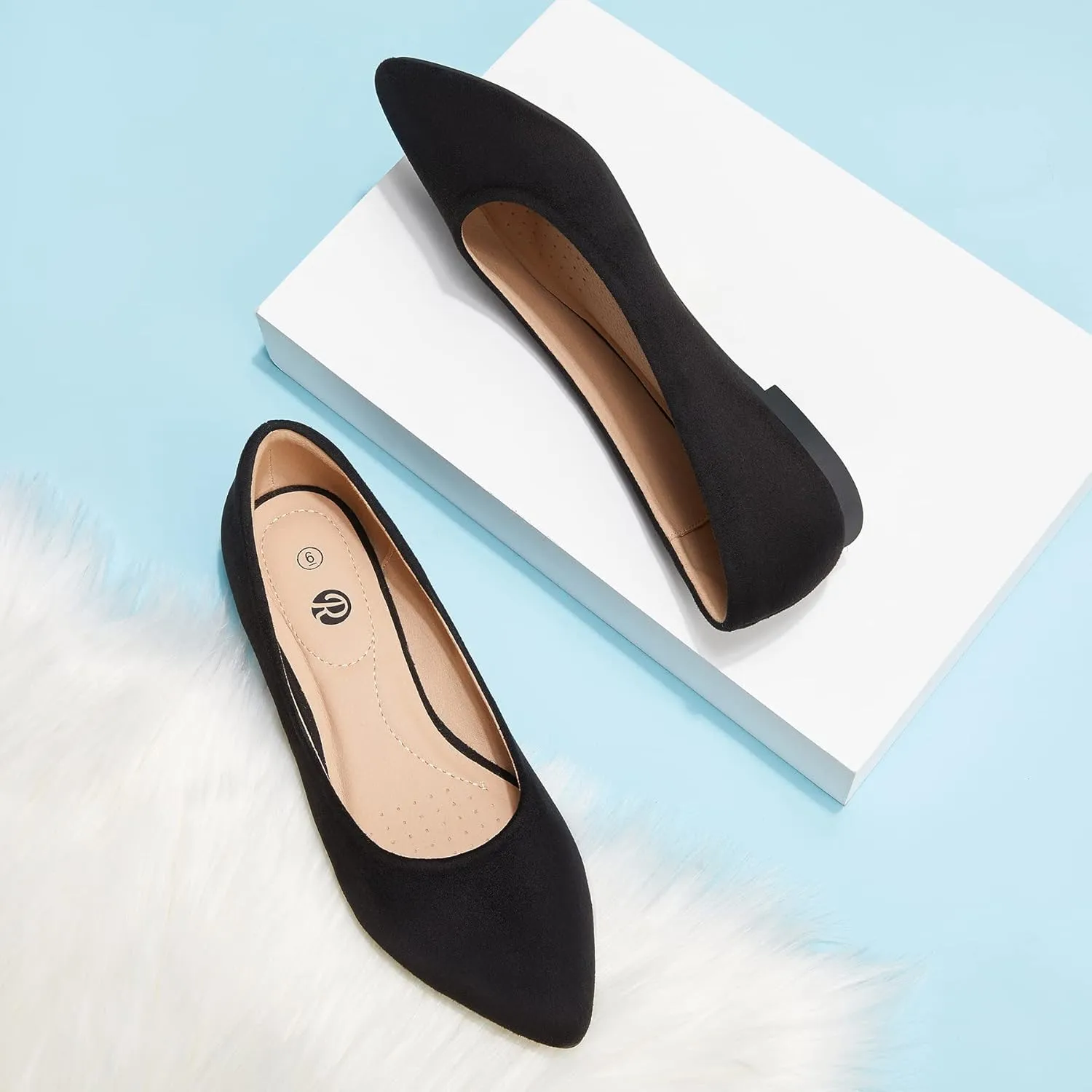 Rekayla Women's Flats Classic Pointed Toe Ballet Flats Shoes for Women Business Casual Office Comfort Slip On Work Flats Shoes Versatile Dress Shoes for Women