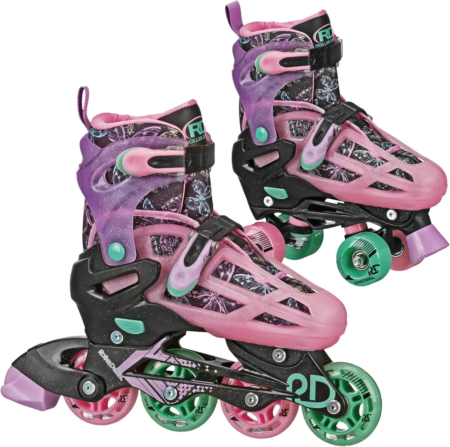 Roller Derby Falcon 2-in-1 Combo Quad and Inline Skates for Kids, Adjustable Sizing