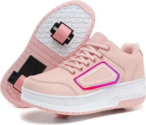 Roller Shoes Boys Girls Roller Skates Comfortable Sneakers with Wheels for Kids Women Wheeled Footwear Retractable Breatheable Shoes Beginner Exercise Skates Birthday Gifts Christmas