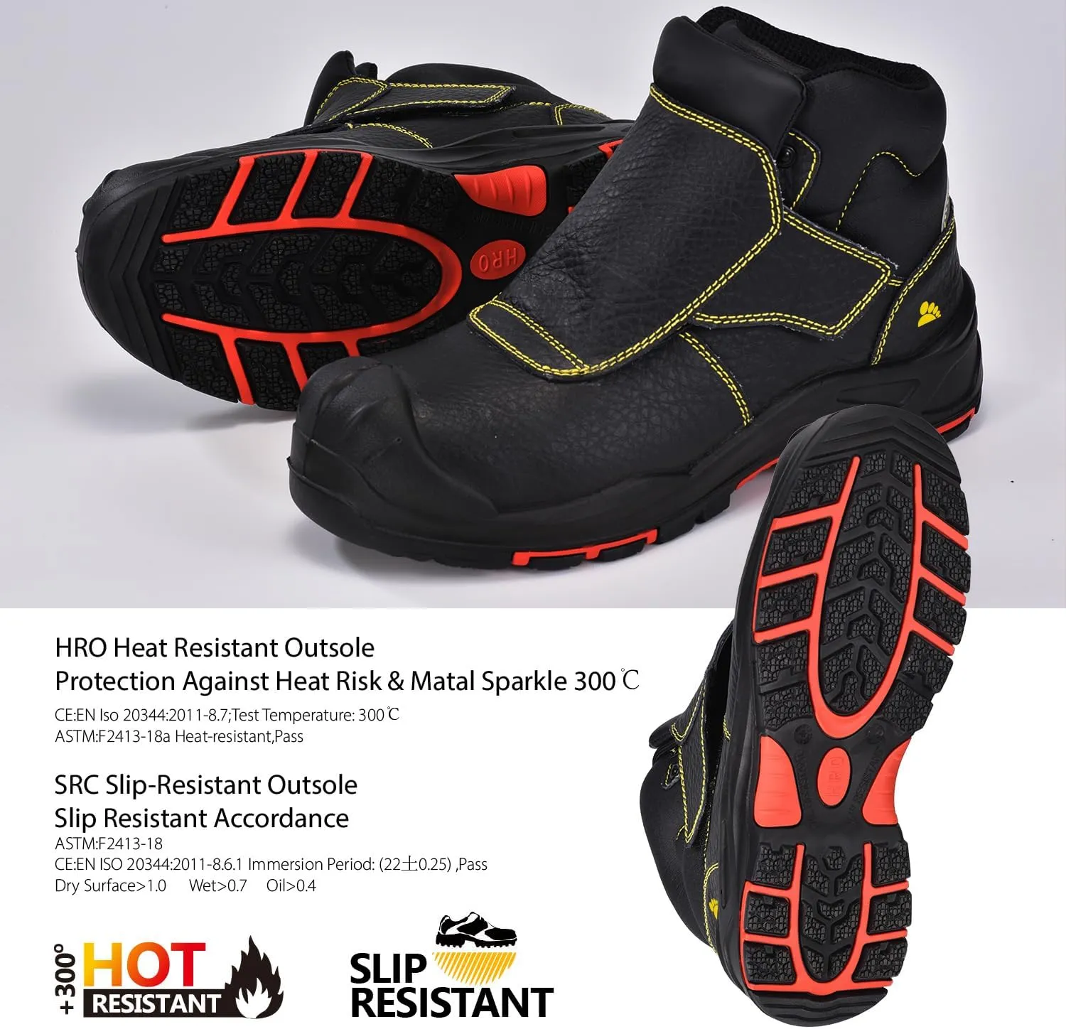 SAFETOE Welding Boots for Men - Composite Toe Safety Boot, Fire and 300 Heat Resistant, Welder Working Footwear