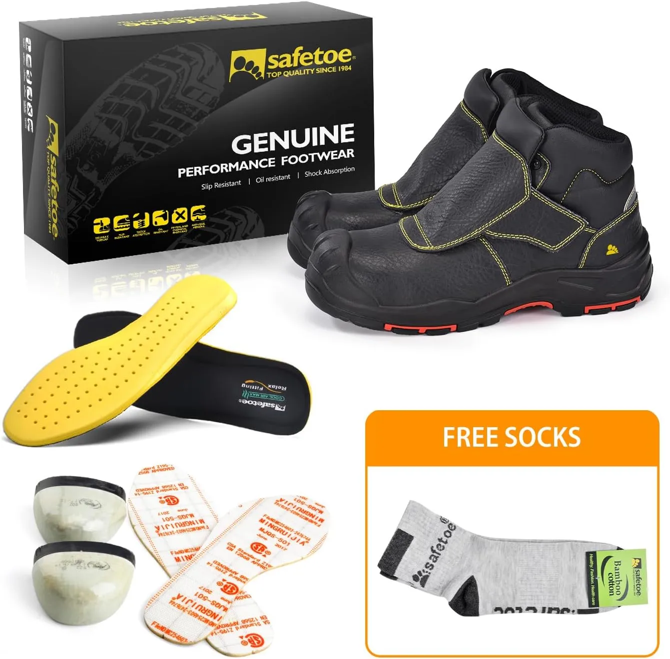 SAFETOE Welding Boots for Men - Composite Toe Safety Boot, Fire and 300 Heat Resistant, Welder Working Footwear