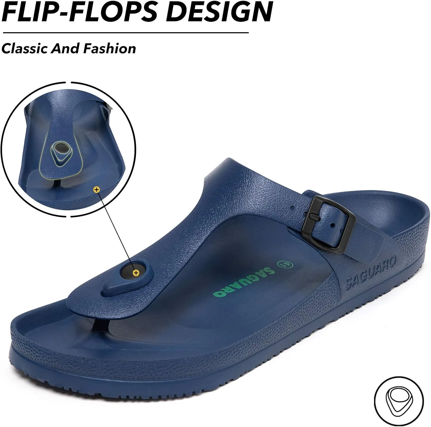 SAGUARO Men's Women's Comfort Double Buckle Sandals Lightweight Adjustable EVA Sandals with Rubble Sole