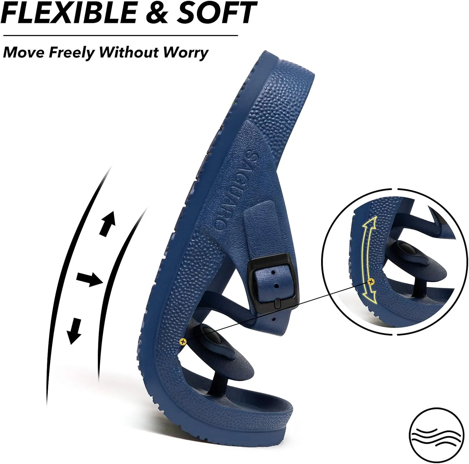 SAGUARO Men's Women's Comfort Double Buckle Sandals Lightweight Adjustable EVA Sandals with Rubble Sole