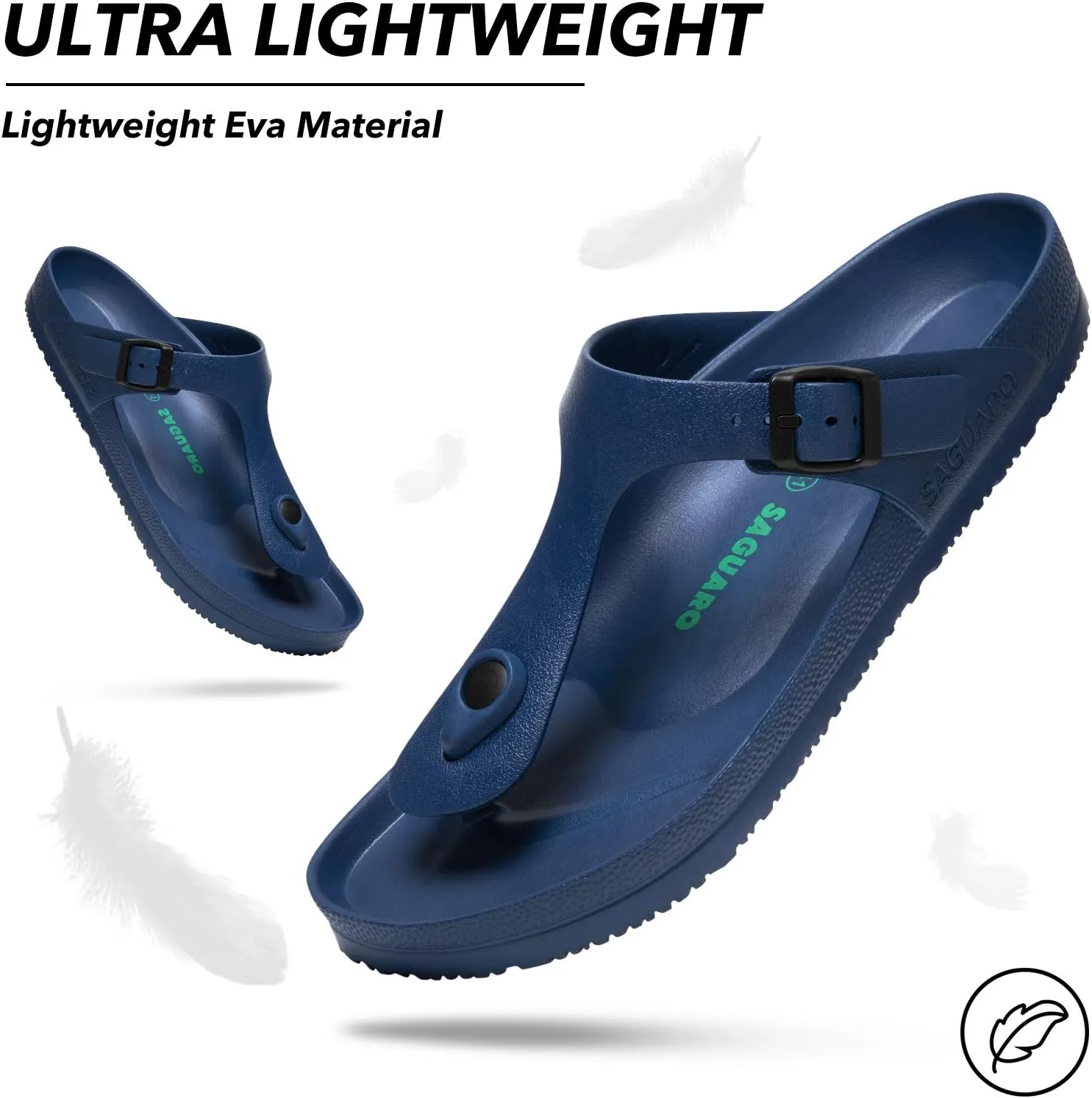 SAGUARO Men's Women's Comfort Double Buckle Sandals Lightweight Adjustable EVA Sandals with Rubble Sole