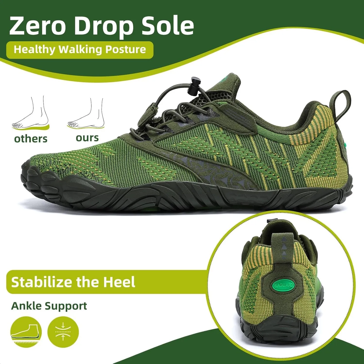 SAGUARO Womens Mens Barefoot Shoes Minimalist Trail Runner Wide Toe Box Zero Drop Outdoor Cross Training Shoe