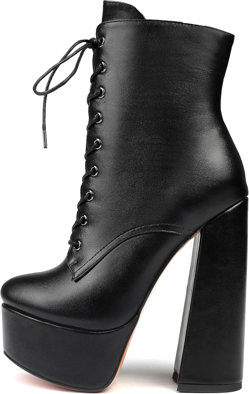 SAMMITOP Women's Round Toe Chunky Heel Boots Platform Lace Up Animal Print Ankle Boots