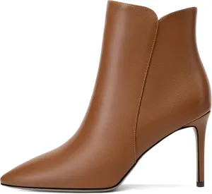 SAMMITOP Women's Stiletto Heel Ankle Booties Stiletto Heel Closed Toe Heeled Booties Lace Up Boots with Sexy Side Zipper Fashion Booties Fall Winter Shoes 3.5''