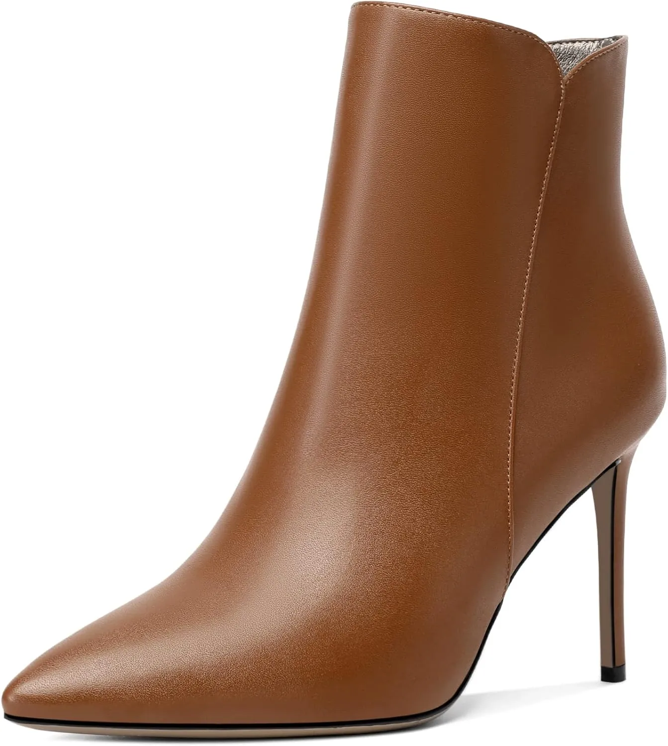 SAMMITOP Women's Stiletto Heel Ankle Booties Stiletto Heel Closed Toe Heeled Booties Lace Up Boots with Sexy Side Zipper Fashion Booties Fall Winter Shoes 3.5''