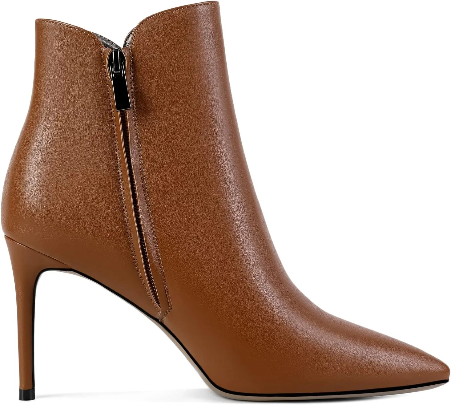 SAMMITOP Women's Stiletto Heel Ankle Booties Stiletto Heel Closed Toe Heeled Booties Lace Up Boots with Sexy Side Zipper Fashion Booties Fall Winter Shoes 3.5''