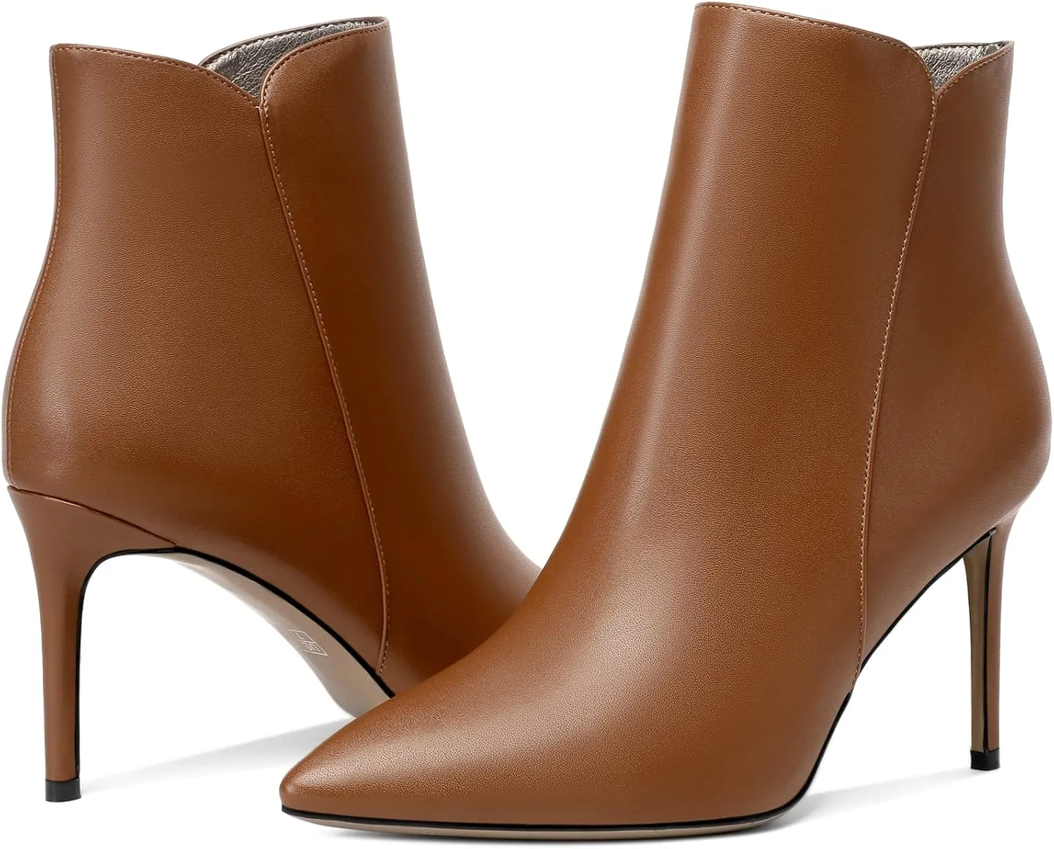 SAMMITOP Women's Stiletto Heel Ankle Booties Stiletto Heel Closed Toe Heeled Booties Lace Up Boots with Sexy Side Zipper Fashion Booties Fall Winter Shoes 3.5''