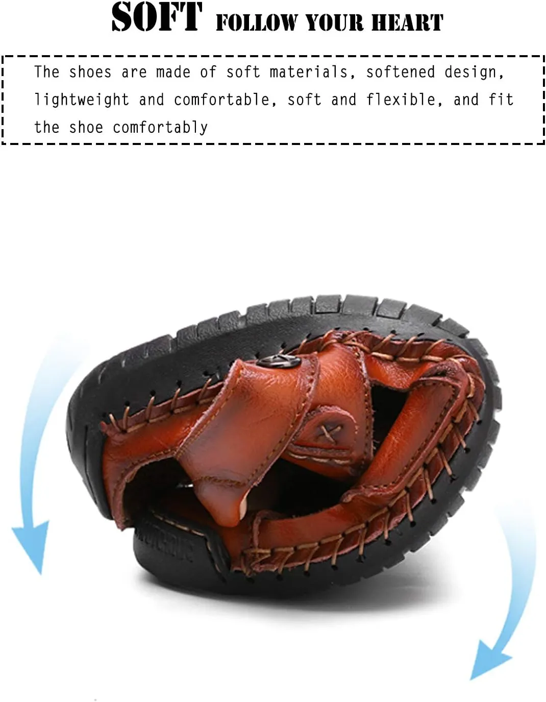 Sandals for Men Closed Toe Leather Sandals Athletic Strap Adjustable Loafers Outdoor Beach Shoes Black 38