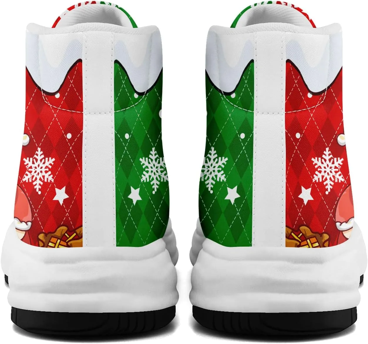 Santa-Themed High-Top Sneakers, Festive Footwear, Comfortable Lightweight Shoes for Men Women, Christmas Day