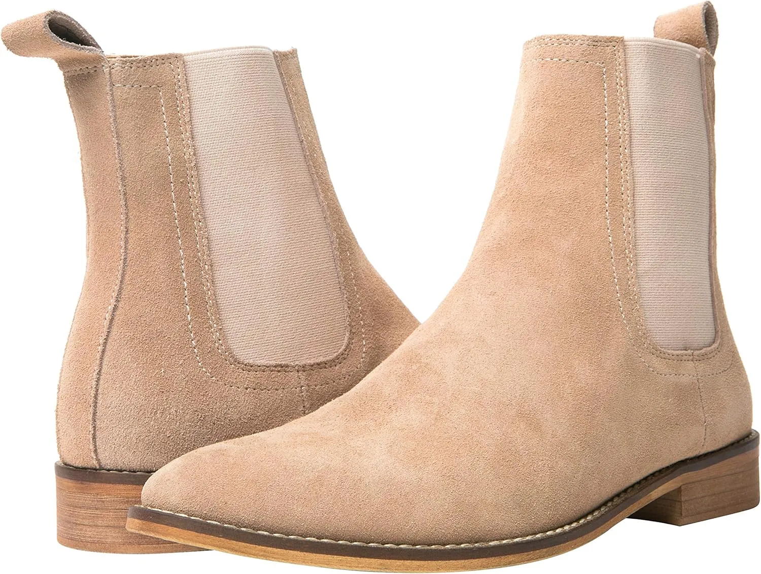 Santimon Chelsea Boots Men Suede Casual Dress Boots Ankle Boots Formal Shoes Black Brown Grey