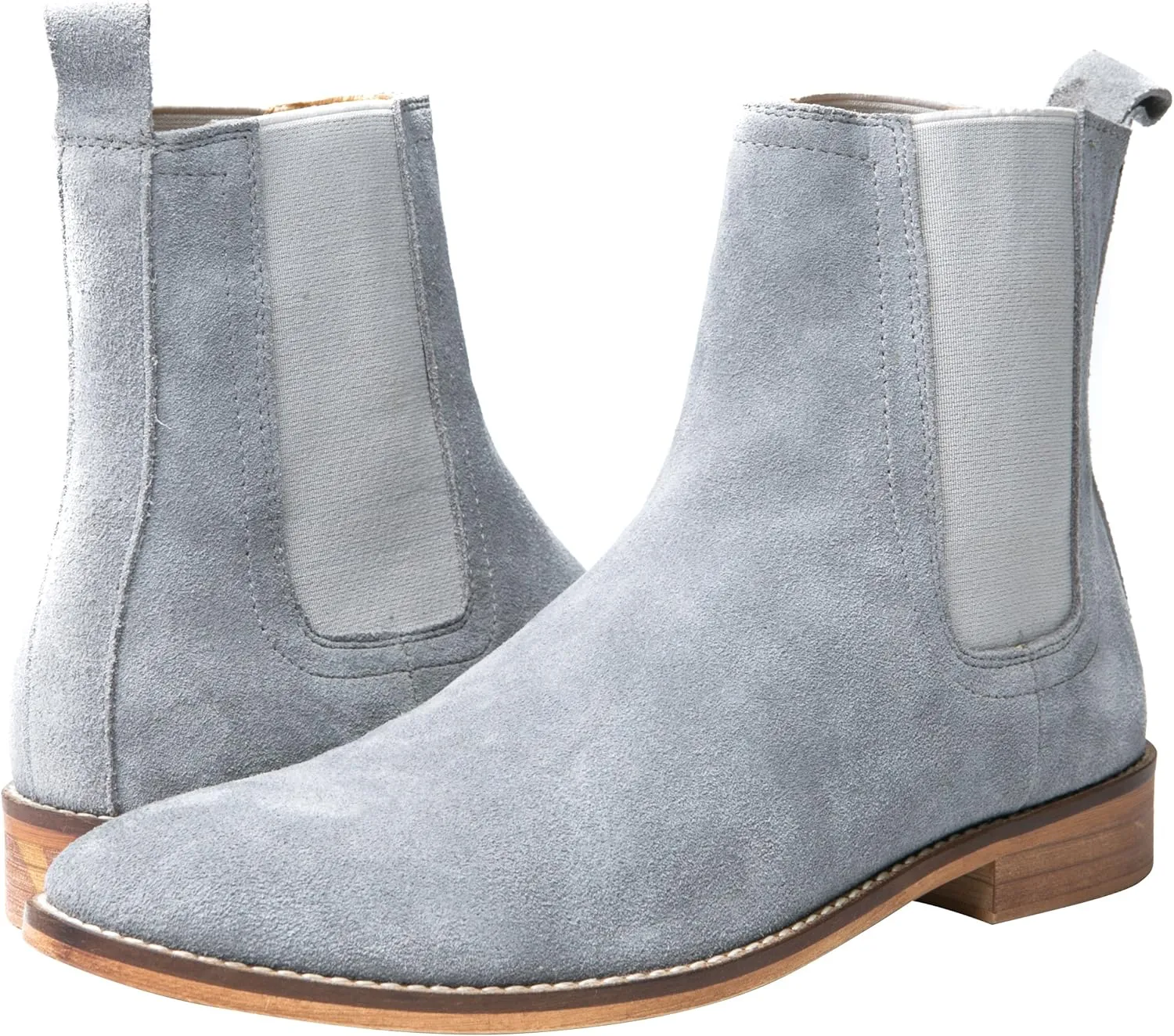 Santimon Chelsea Boots Men Suede Casual Dress Boots Ankle Boots Formal Shoes Black Brown Grey