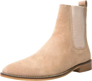 Santimon Chelsea Boots Men Suede Casual Dress Boots Ankle Boots Formal Shoes Black Brown Grey