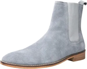 Santimon Chelsea Boots Men Suede Casual Dress Boots Ankle Boots Formal Shoes Black Brown Grey