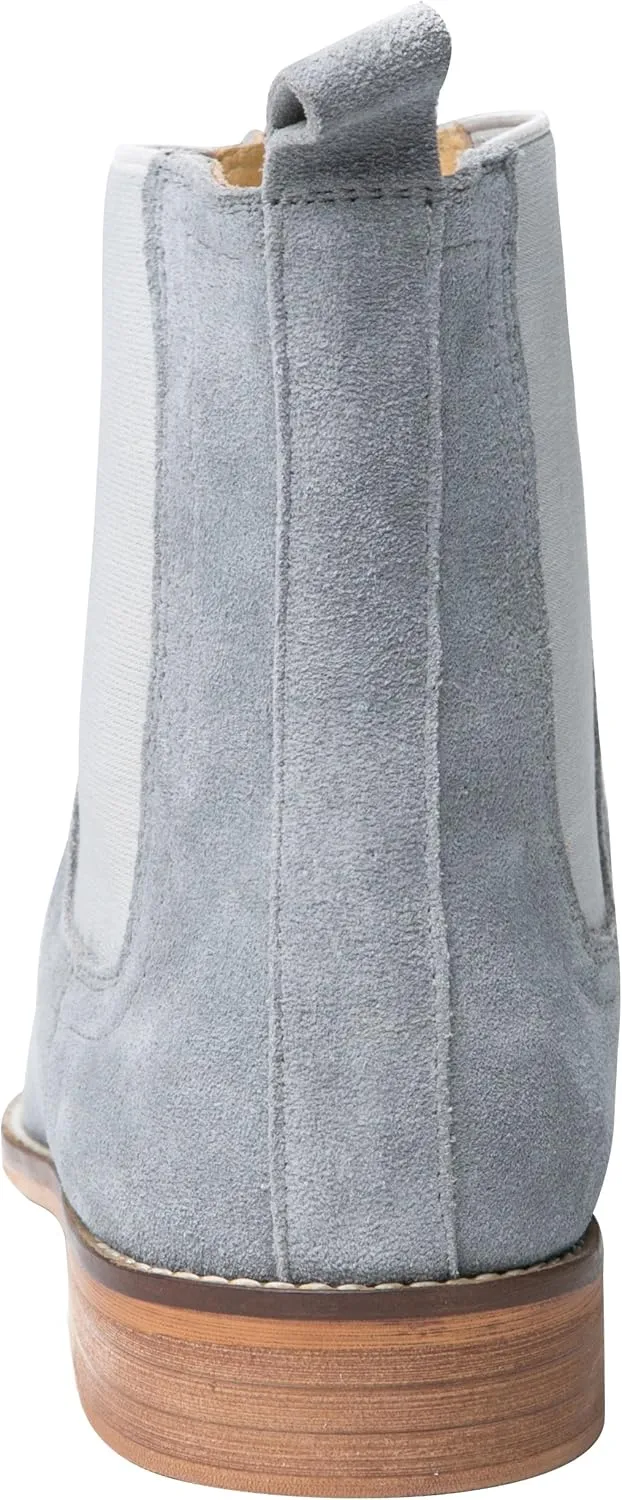 Santimon Chelsea Boots Men Suede Casual Dress Boots Ankle Boots Formal Shoes Black Brown Grey