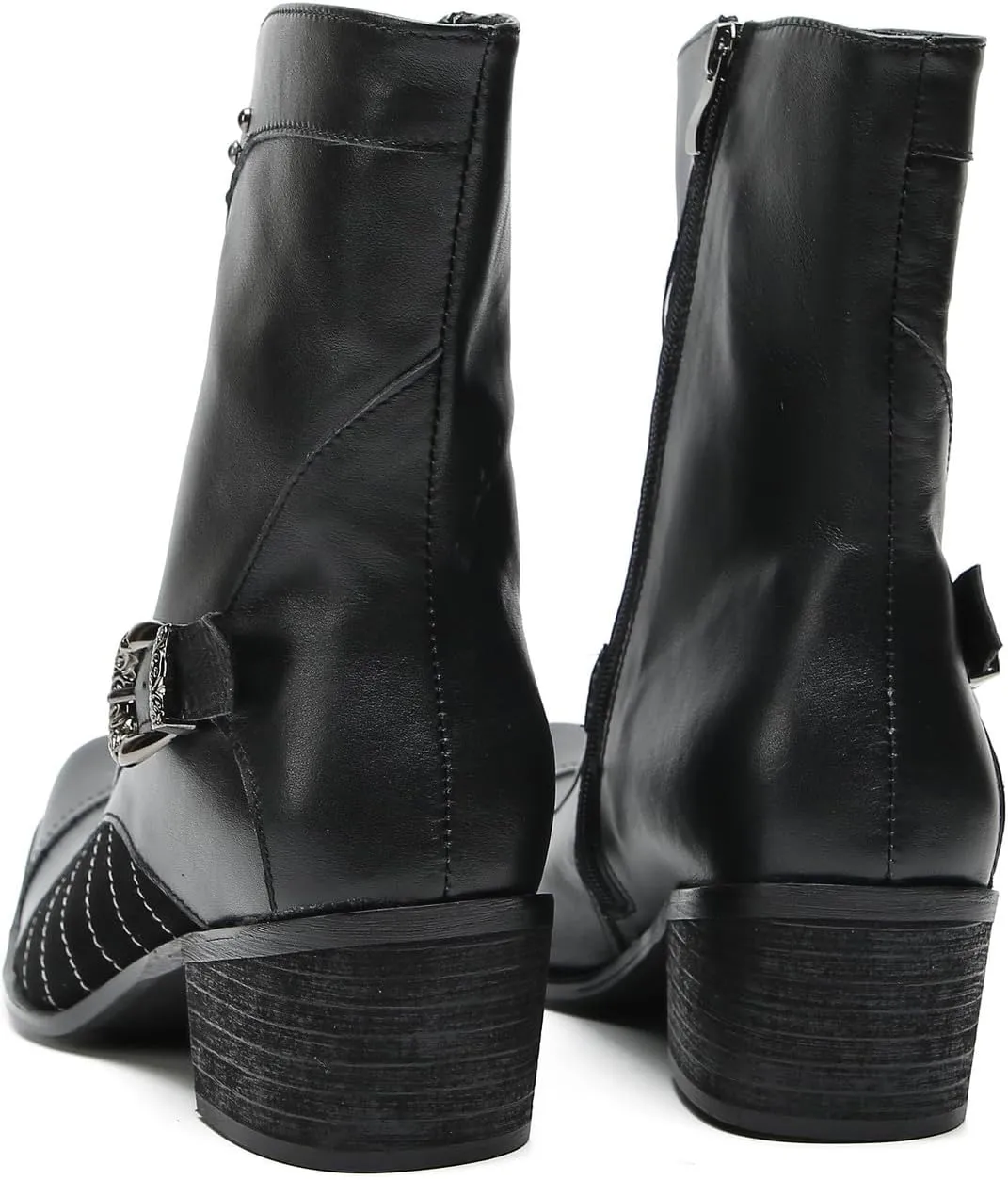 Santimon Cowboy Boots for Men Party Dress Casual Buttons Motorcycle Boots Fashion Western Chelsea High Top Boots for Mens