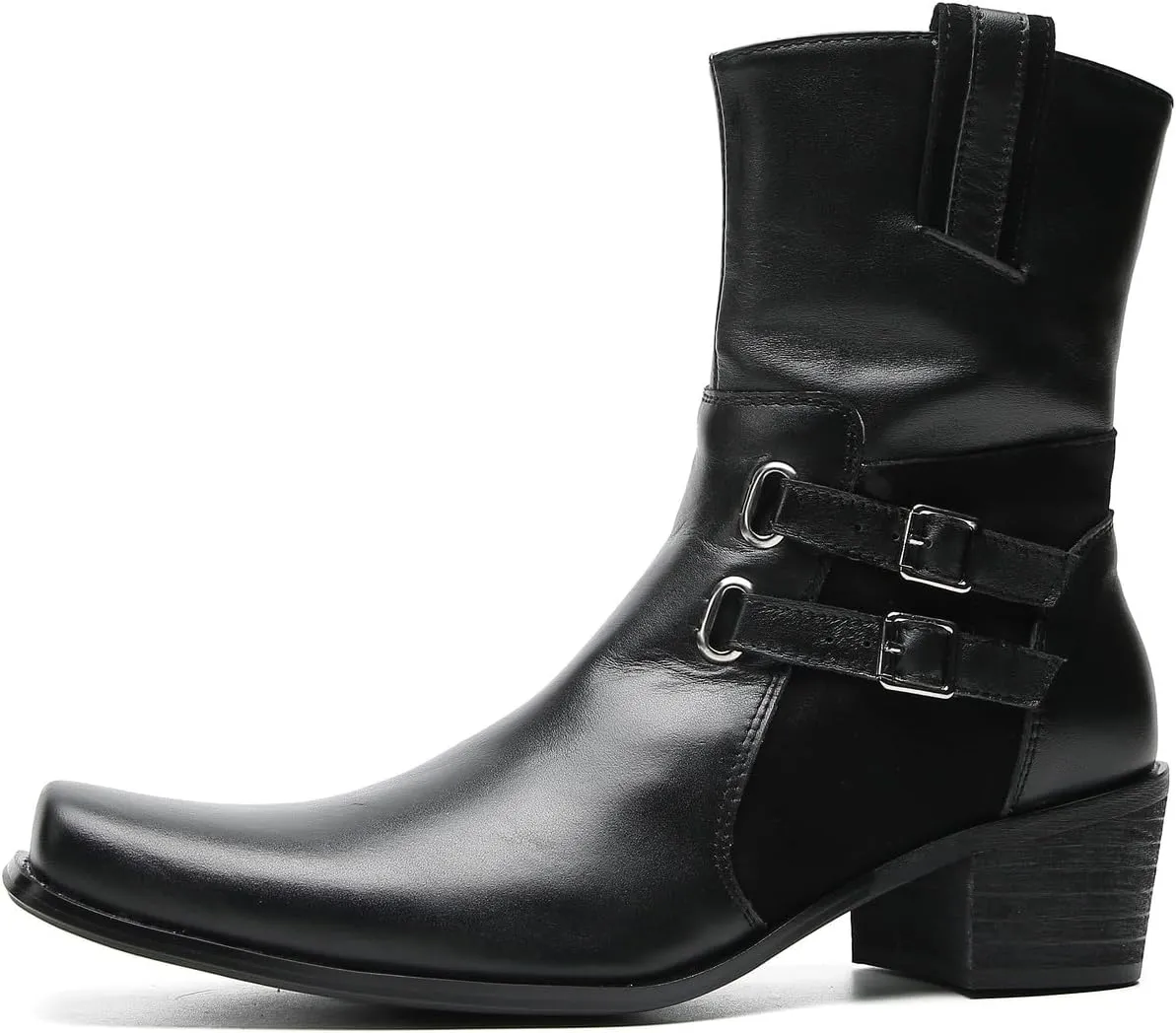 Santimon Cowboy Boots for Men Party Dress Casual Buttons Motorcycle Boots Fashion Western Chelsea High Top Boots for Mens