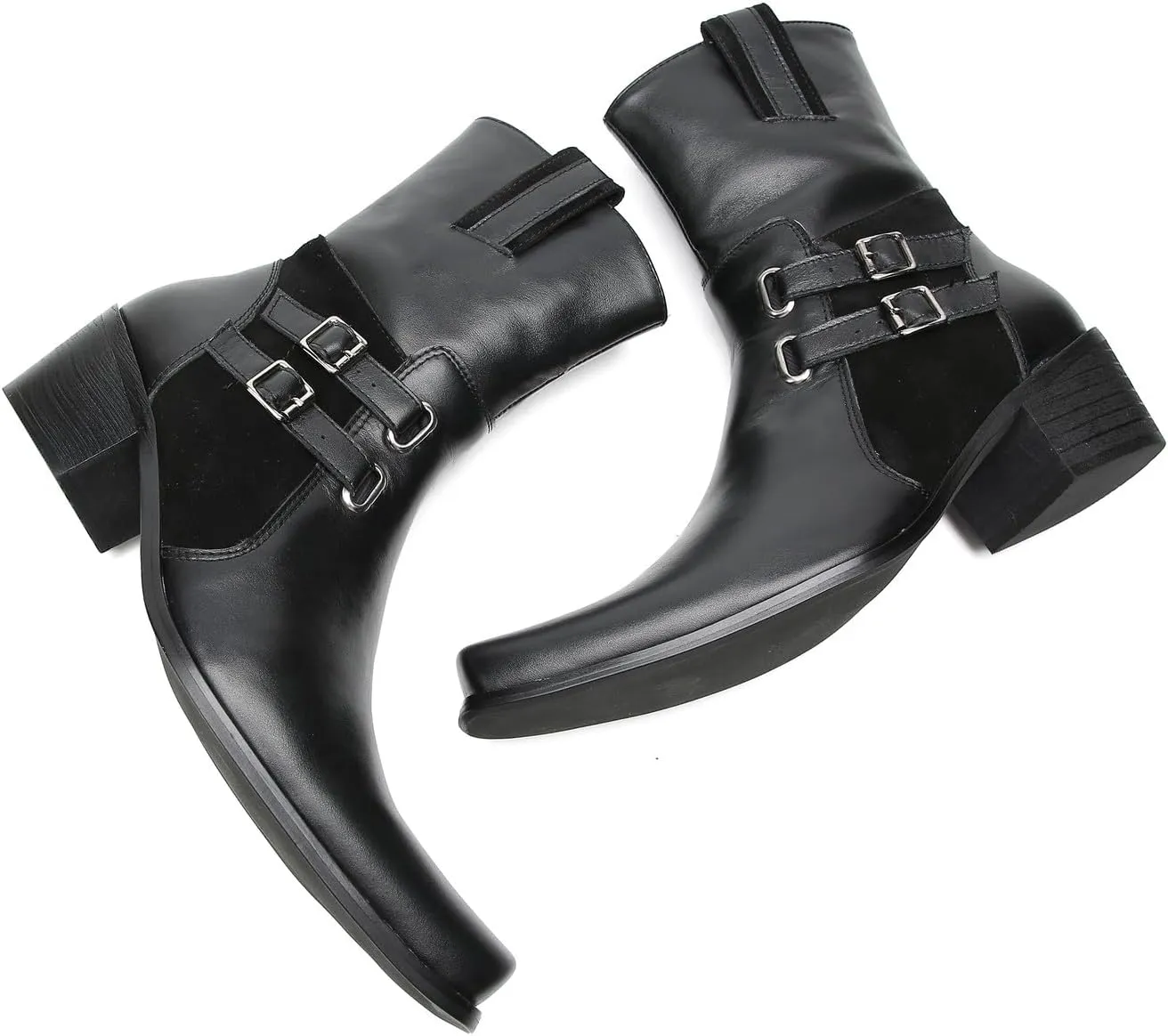 Santimon Cowboy Boots for Men Party Dress Casual Buttons Motorcycle Boots Fashion Western Chelsea High Top Boots for Mens
