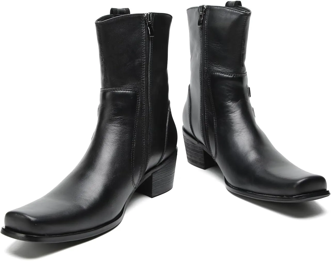 Santimon Cowboy Boots for Men Party Dress Casual Buttons Motorcycle Boots Fashion Western Chelsea High Top Boots for Mens