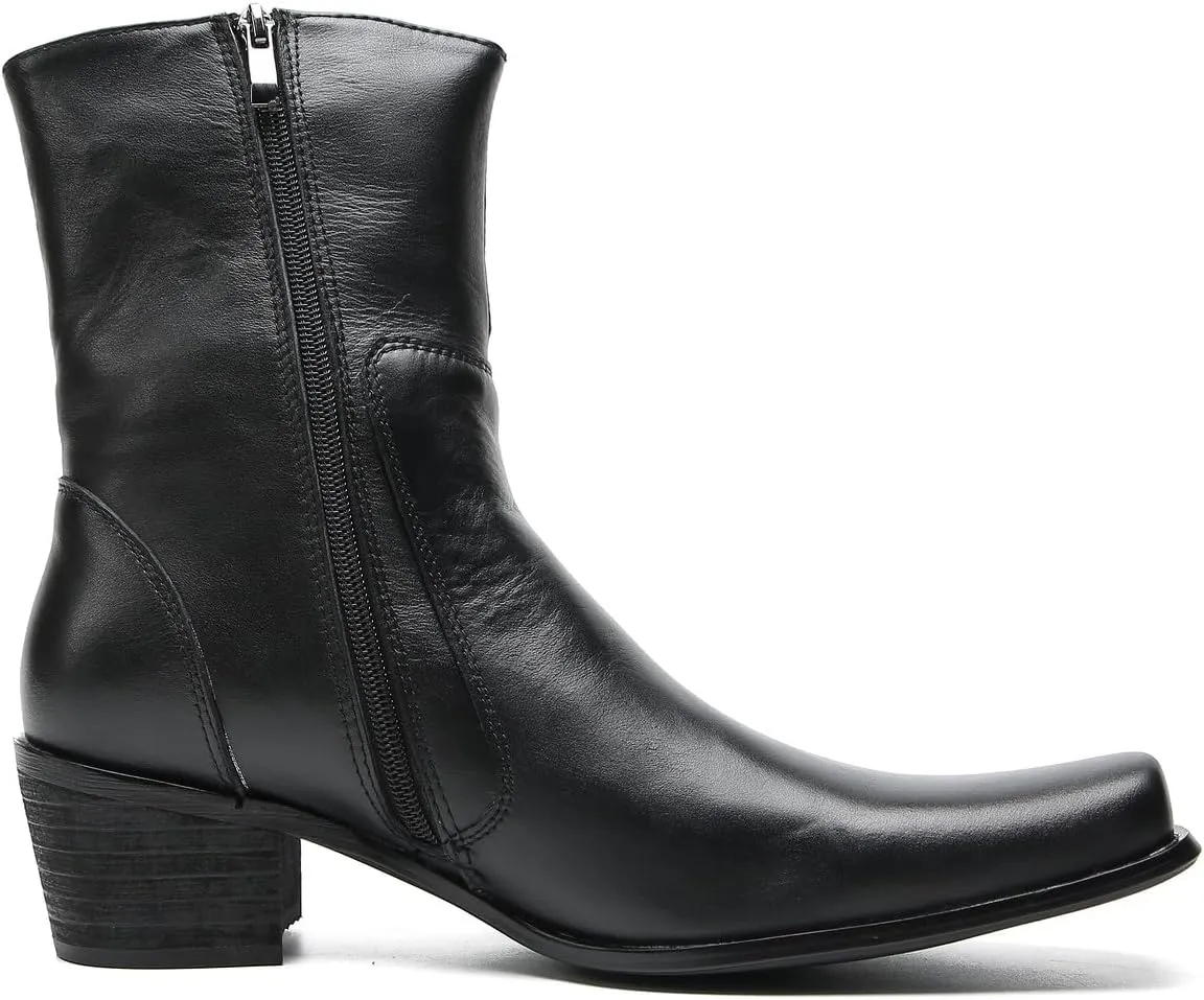 Santimon Cowboy Boots for Men Party Dress Casual Buttons Motorcycle Boots Fashion Western Chelsea High Top Boots for Mens