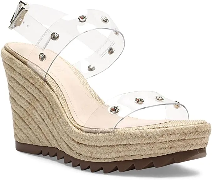 SCHUTZ Women's Cristiane Vinyl & Leather Sandal, TRANSPARENT, Size 6.5