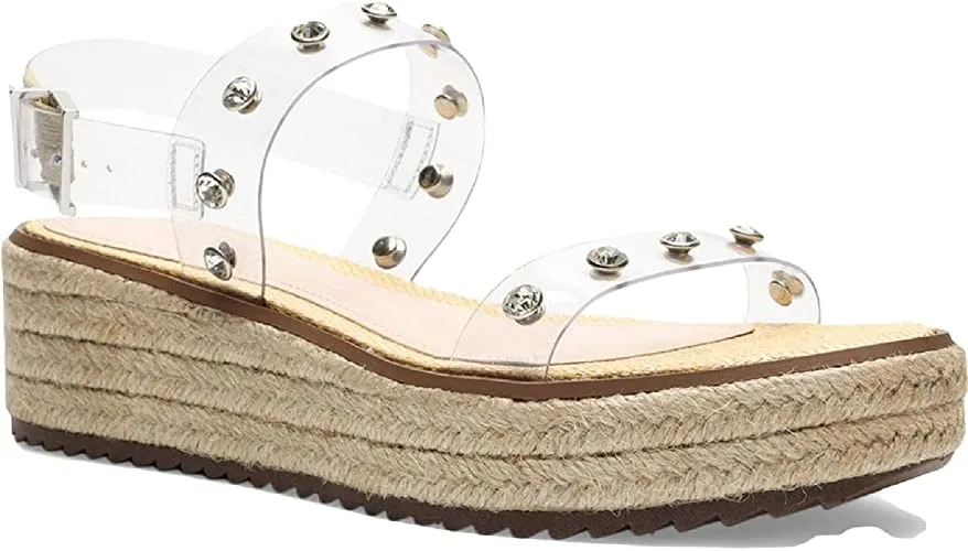 SCHUTZ Women's Cristiane Vinyl & Leather Sandal, TRANSPARENT, Size 6.5
