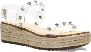 SCHUTZ Women's Cristiane Vinyl & Leather Sandal, TRANSPARENT, Size 8