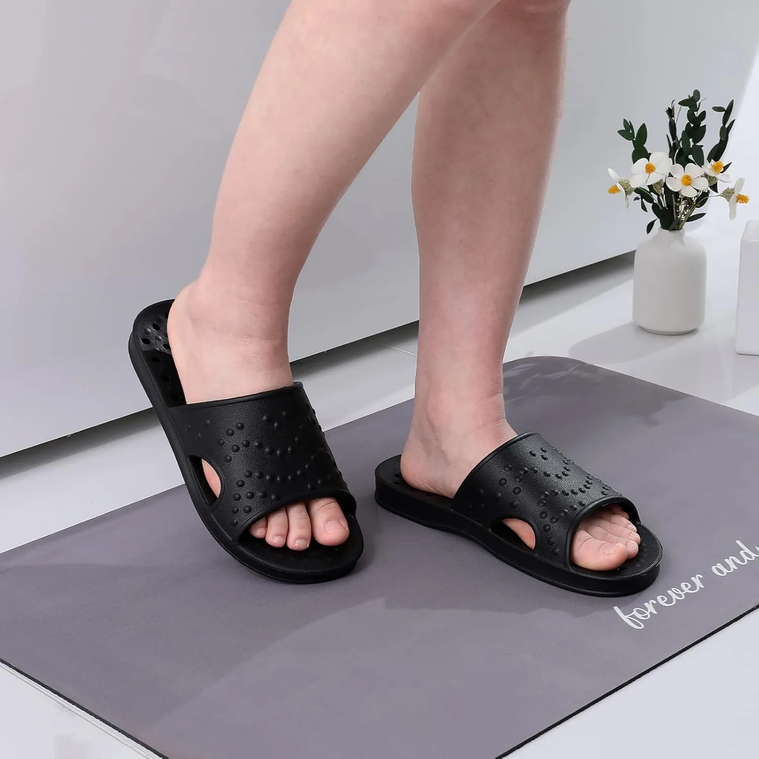 shevalues Shower Shoes for Women with Arch Support Quick Drying Pool Slides Lightweight Beach Sandals with Drain Holes