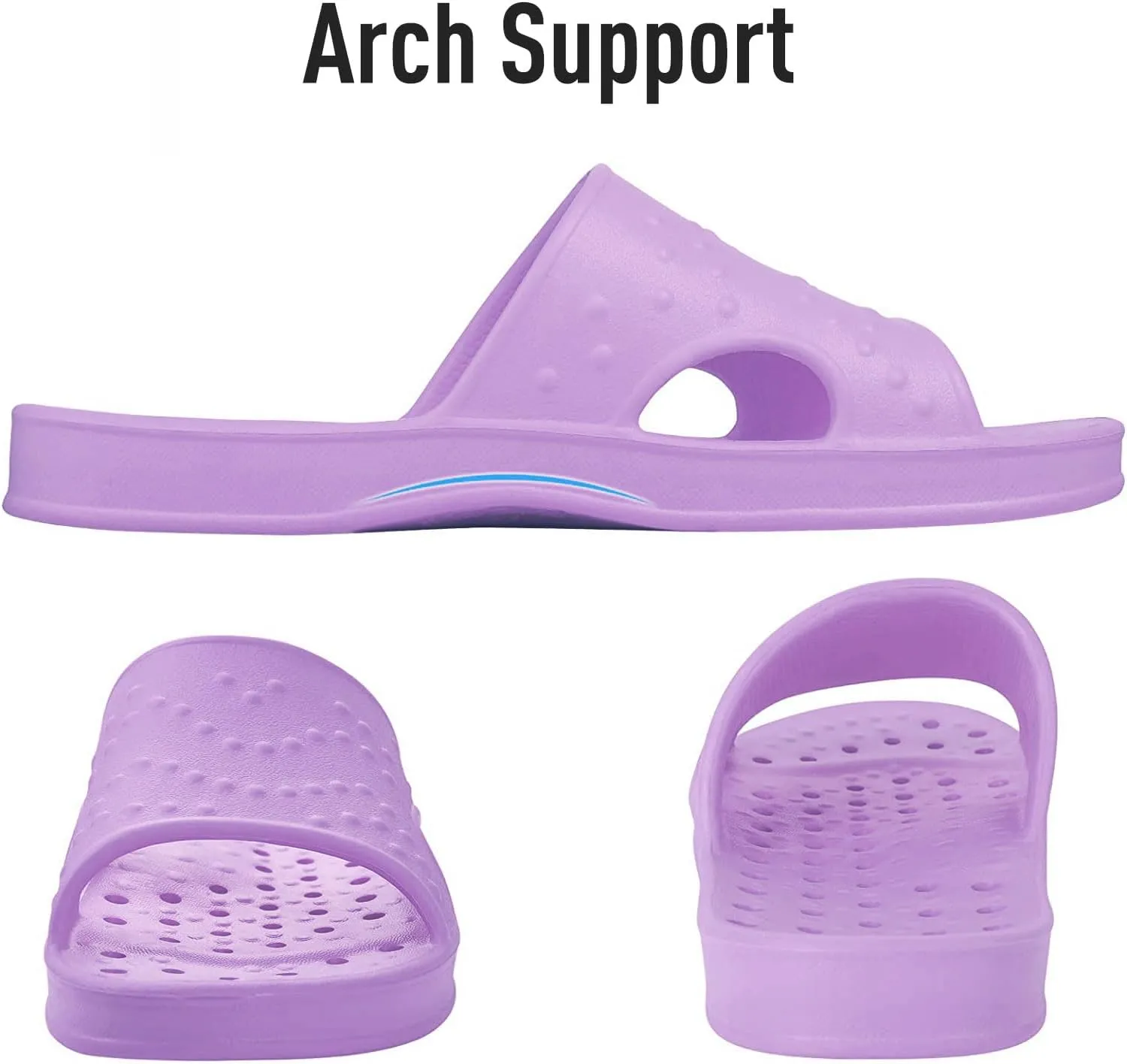 shevalues Shower Shoes for Women with Arch Support Quick Drying Pool Slides Lightweight Beach Sandals with Drain Holes