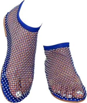 Shiny Gem Mesh Flats for Women, Sandals Dressy Summer Slip On Shoes, Sexy Cutout Sparkly Casual Wedding Dress Flats