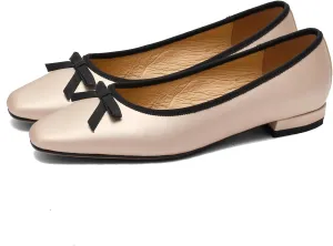 SHODENSE Women Satin Bow Flats Round Toe Slip On Ballet Flats Comfortable 1 inch Flat Heel Dress Shoes Slide in Bow Satin Flat Shoes Casual Wedding Bridal Flats Drive Street Retro 4-11 M US