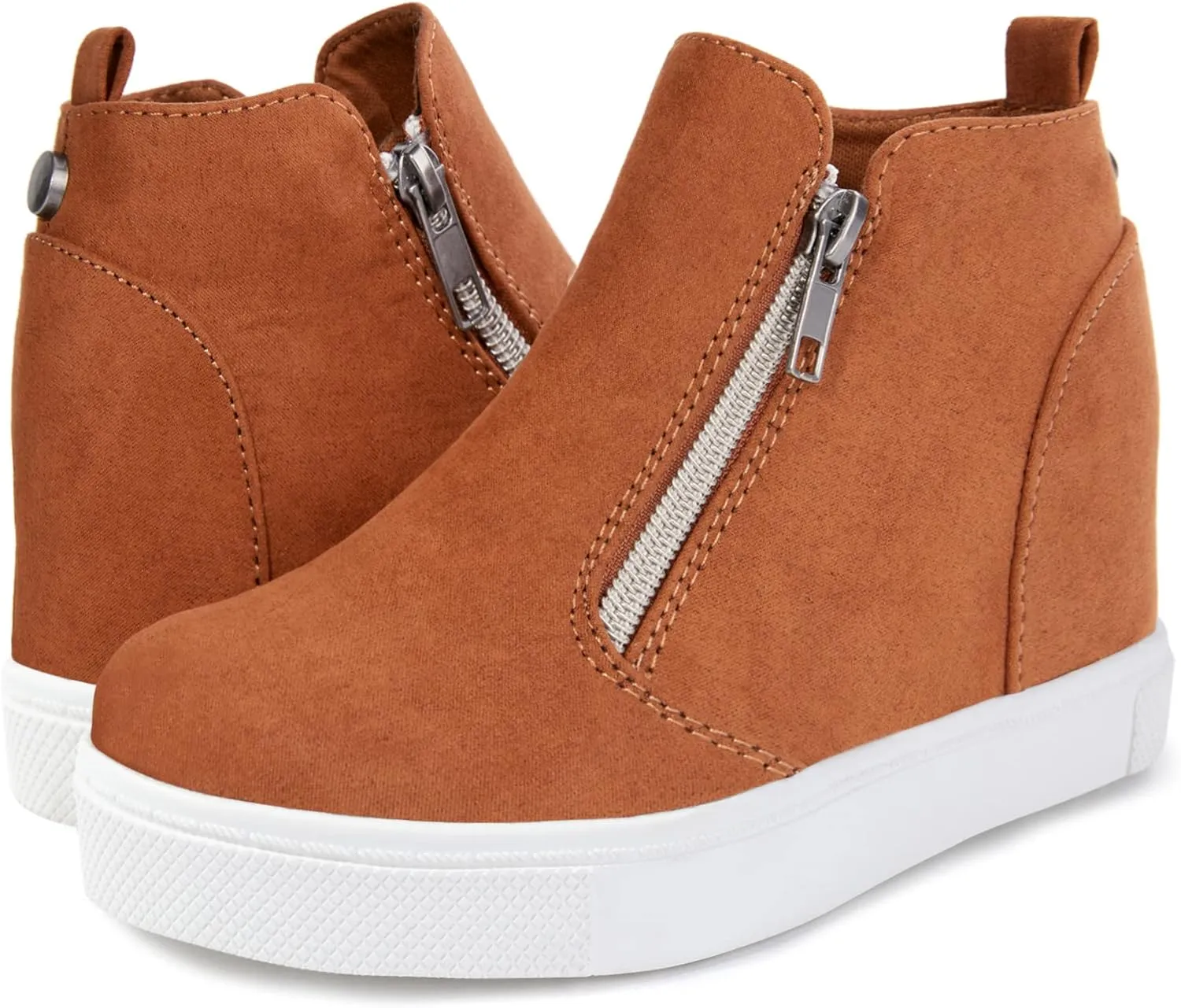 shoeslocker Girls Wedge Sneakers Ankle Platform Sneakers for Girls Nonslip Fashion Shoes with Double Side Zippers