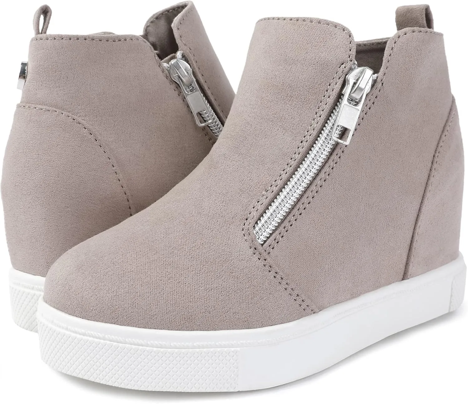 shoeslocker Girls Wedge Sneakers Ankle Platform Sneakers for Girls Nonslip Fashion Shoes with Double Side Zippers