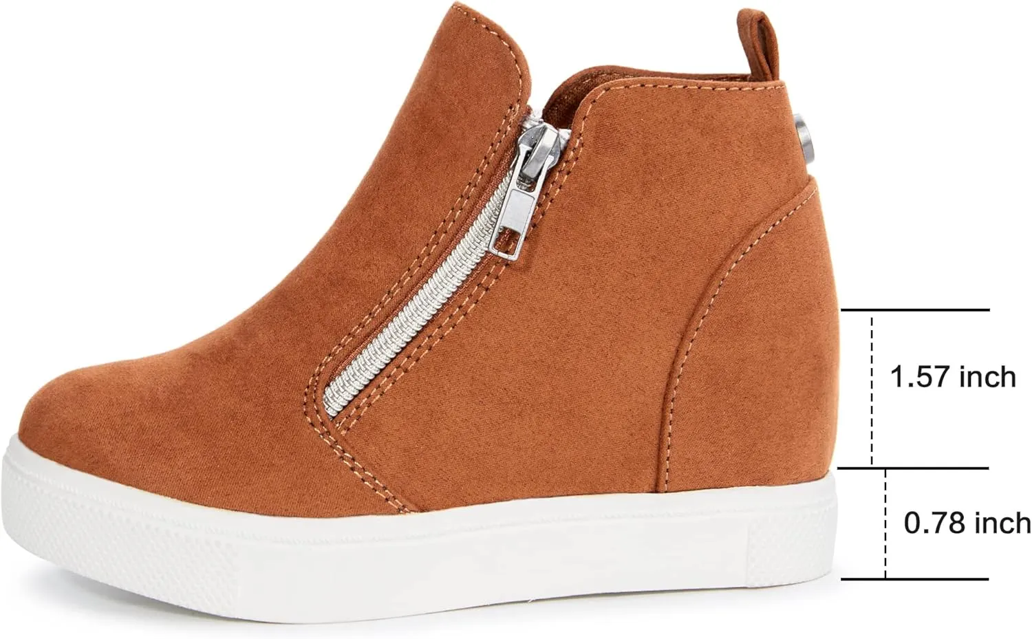 shoeslocker Girls Wedge Sneakers Ankle Platform Sneakers for Girls Nonslip Fashion Shoes with Double Side Zippers
