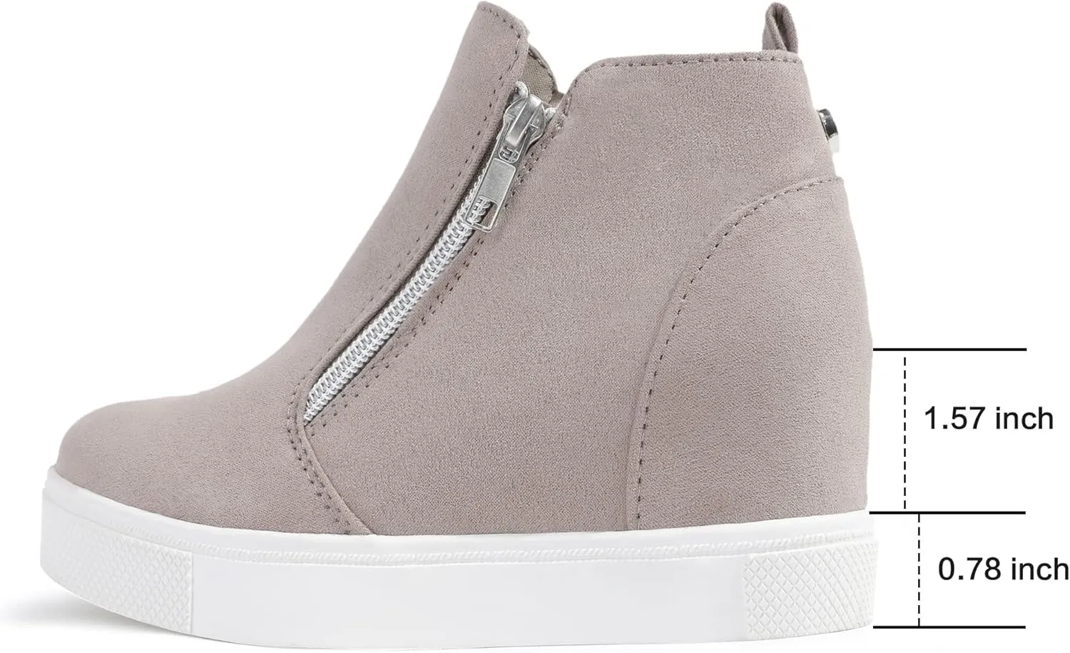 shoeslocker Girls Wedge Sneakers Ankle Platform Sneakers for Girls Nonslip Fashion Shoes with Double Side Zippers
