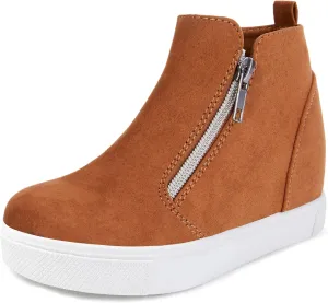 shoeslocker Girls Wedge Sneakers Ankle Platform Sneakers for Girls Nonslip Fashion Shoes with Double Side Zippers